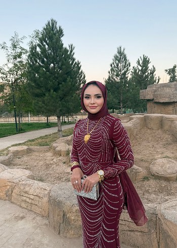 Diğer Bordo Uzun Abiye Elbise satılık