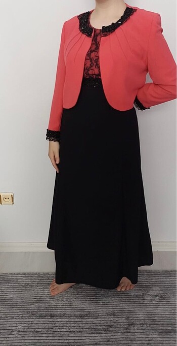 Tesettür ceketli abiye