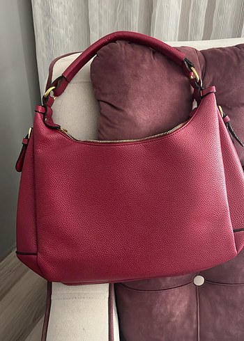 Prada Prada Kadın Bordo Deri Fermuarlı Çanta