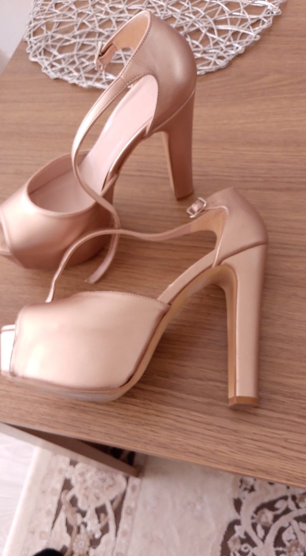 Pembe Parlak Platform Topuklu Kadın Abiye Ayakkabı - Görsel 4