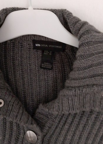 Düğmeli Gri Fitilli Hırka - Görsel 4