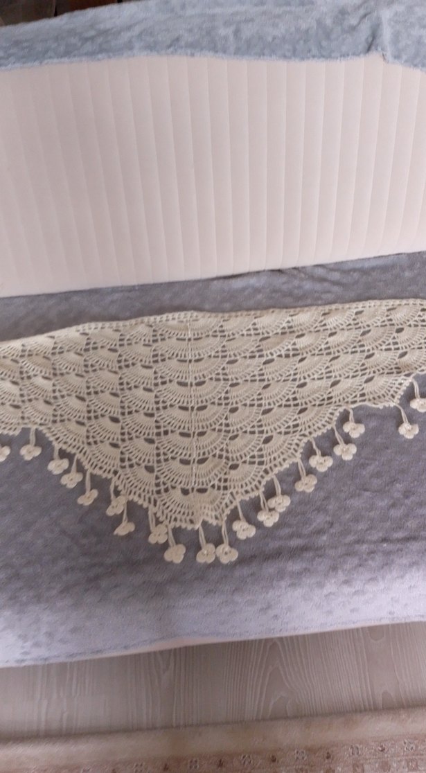 Bej Dantel Detaylı Kadın Triko Şal - Görsel 3