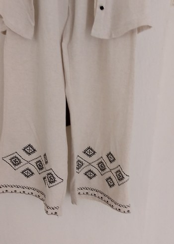 Nakışlı Bohem Kadın Uzun Kollu Bej Elbise - Görsel 3