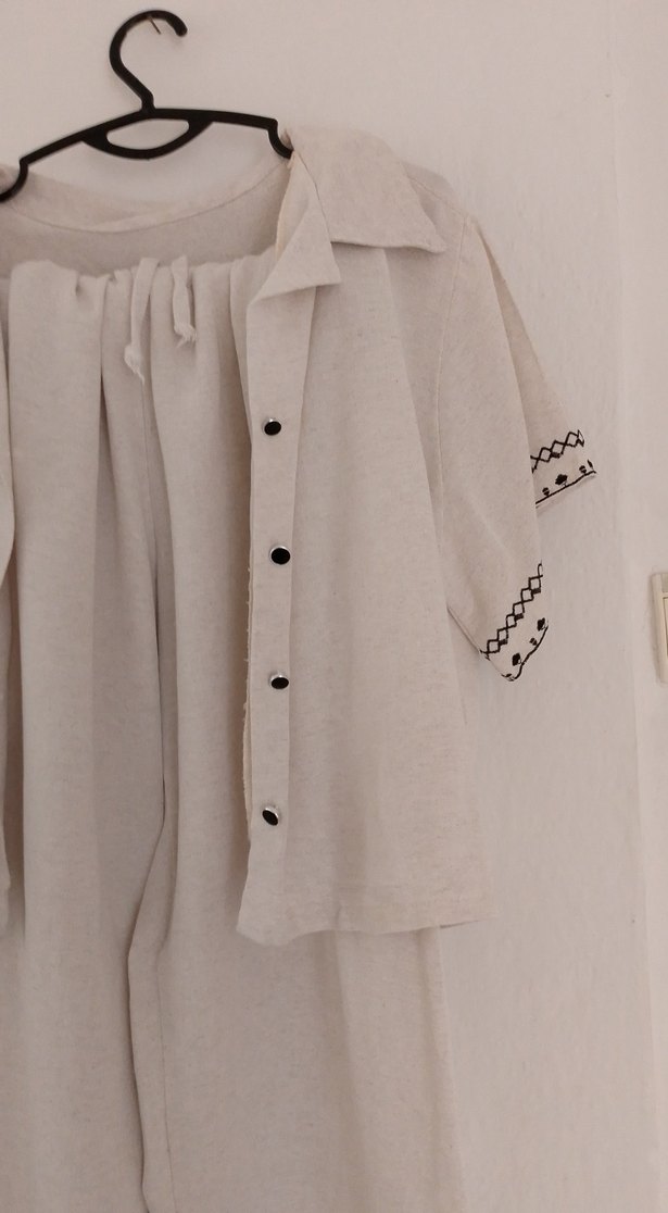 Nakışlı Bohem Kadın Uzun Kollu Bej Elbise - Görsel 2