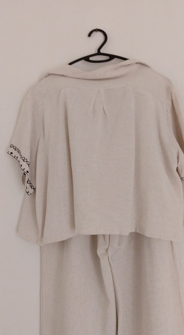 Nakışlı Bohem Kadın Uzun Kollu Bej Elbise - Görsel 4