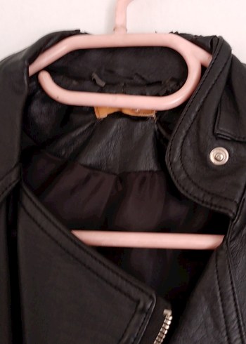 Siyah Kadın Deri Biker Ceket - Görsel 3