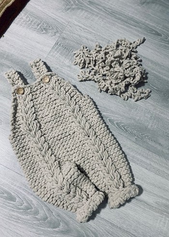 Gri Örgü Bebek Tulum - Görsel 2