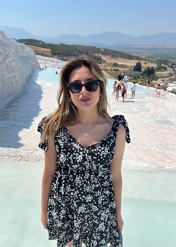 Trendyol & Milla Siyah V Yaka Transparent Mini Bohem Elbise