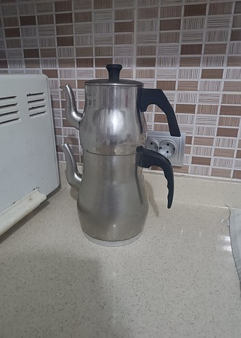 Beden Gri Çift Katlı büyük boy Çaydanlık