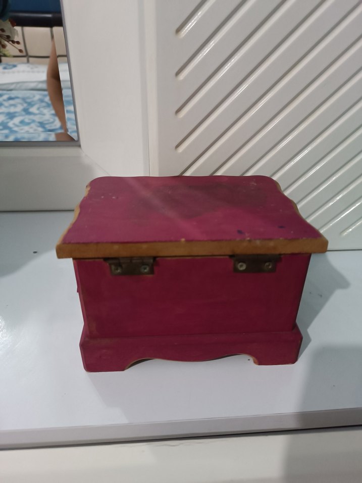 Renkli Pembe Ahşap sandık kutu. - Görsel 2