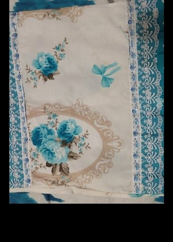 Mavi Çiçek Desenli bebek yastık kılıfı - Görsel 2