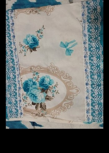 Mavi Çiçek Desenli bebek yastık kılıfı - Görsel 3