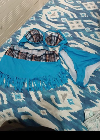 Mavi Bohem Üçlü Bikini Takımı - Görsel 3