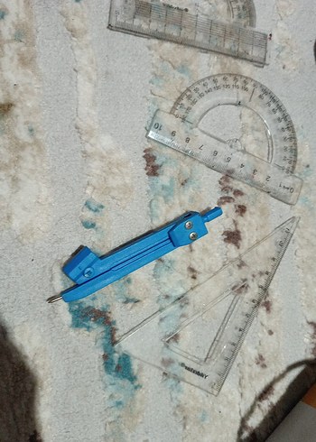 Mavi Pergel ve Gri Geometri Seti cetvel - Görsel 4