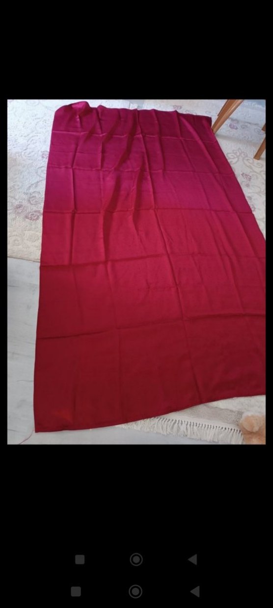 Bordo Saten fon perde - Görsel 3