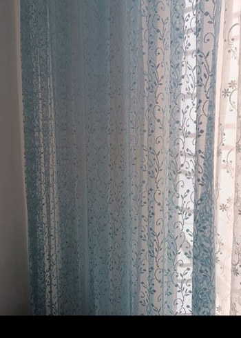 Açık Mavi Bağlama Desenli  fon perde - Görsel 5