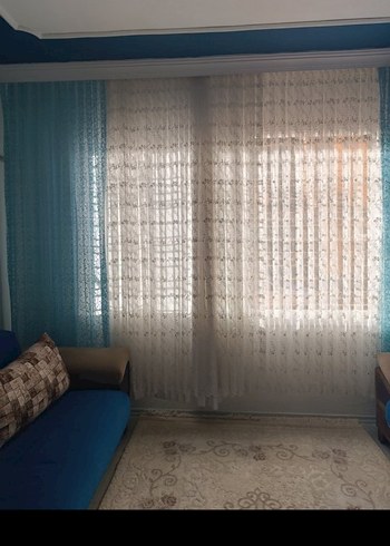 Açık Mavi Bağlama Desenli  fon perde - Görsel 7