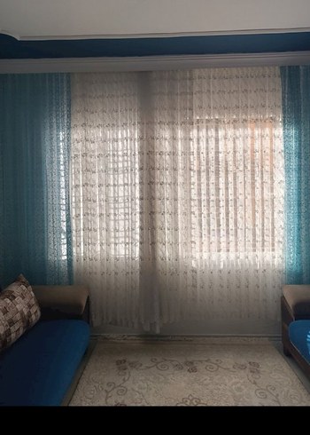 Açık Mavi Bağlama Desenli  fon perde - Görsel 9