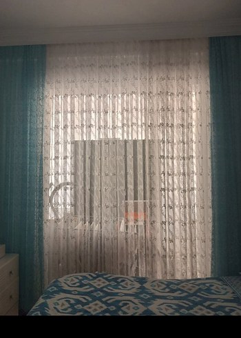 Açık Mavi Bağlama Desenli  fon perde - Görsel 6