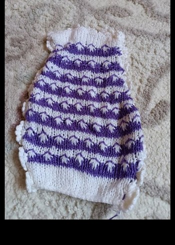 Mor Beyaz Örgü banyo lifi - Görsel 3