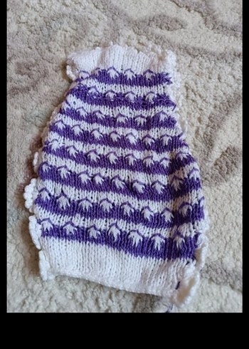 Mor Beyaz Örgü banyo lifi - Görsel 2