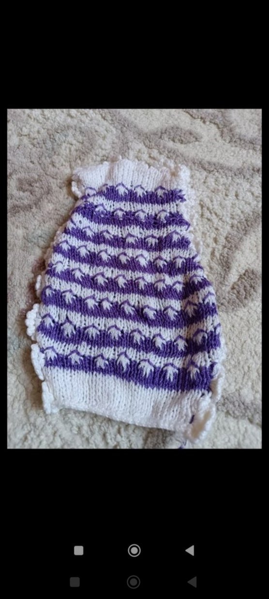 Mor Beyaz Örgü banyo lifi - Görsel 2