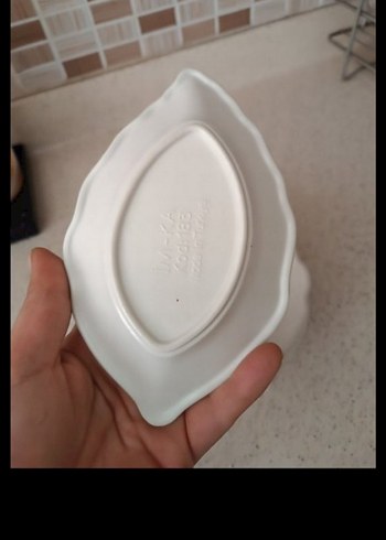 Yaprak Desenli Beyaz çerez tabağı lokumluk Tabak - Görsel 5