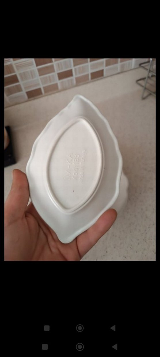 Yaprak Desenli Beyaz çerez tabağı lokumluk Tabak - Görsel 5