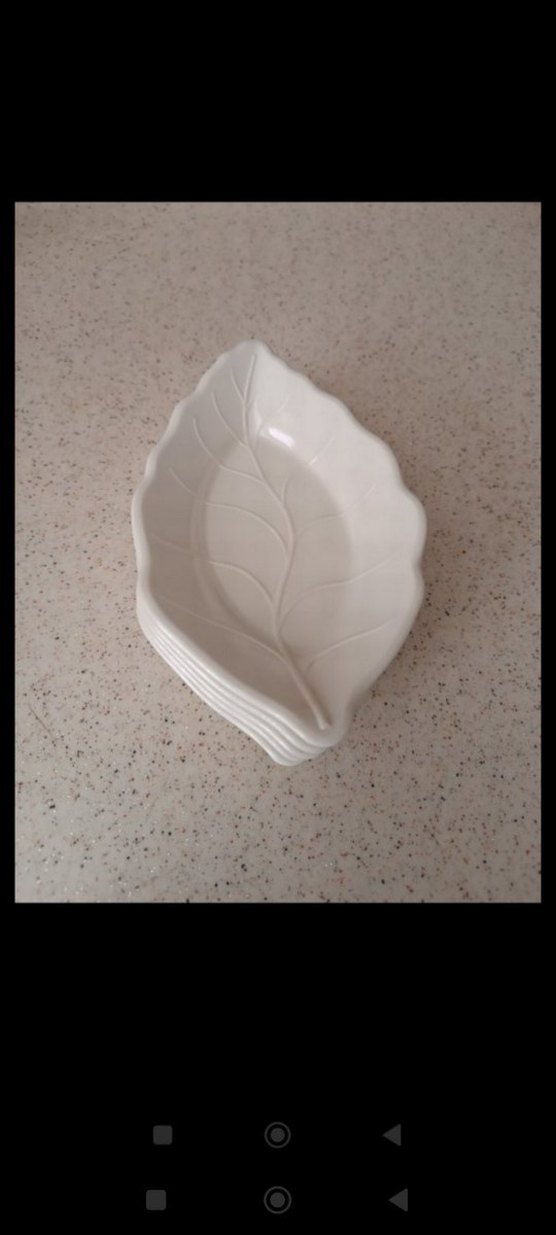 Yaprak Desenli Beyaz çerez tabağı lokumluk Tabak - Görsel 4