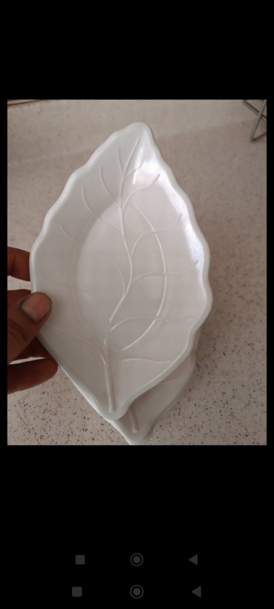 Yaprak Desenli Beyaz çerez tabağı lokumluk Tabak - Görsel 2