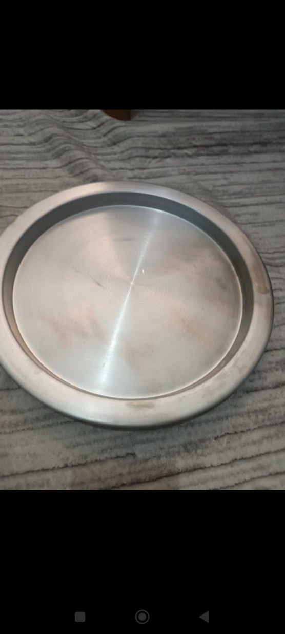 Gri Metal Yuvarlak  paslanmaz künefe tepsisi - Görsel 2