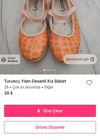 Turuncu Yılan Desenli Kız Babet - Görsel 7