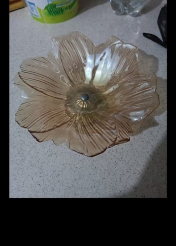 Bej Çiçek Desenli Cam Tabak - Görsel 12