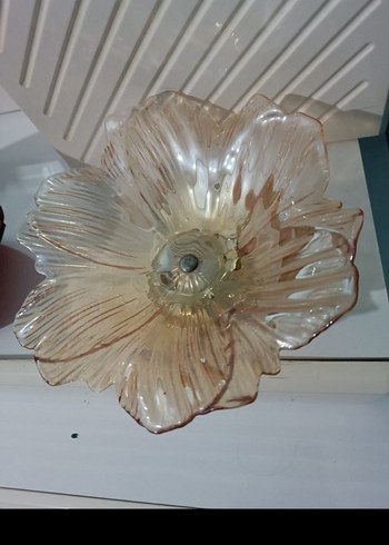 Bej Çiçek Desenli Cam Tabak - Görsel 4