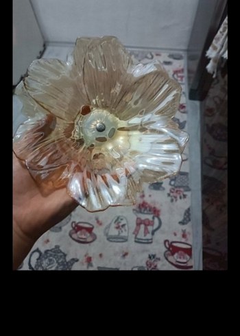 Bej Çiçek Desenli Cam Tabak - Görsel 13