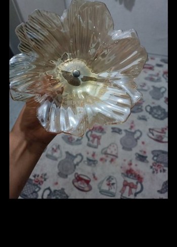 Bej Çiçek Desenli Cam Tabak - Görsel 16