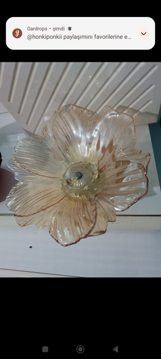 Bej Çiçek Desenli Cam Tabak - Görsel 3