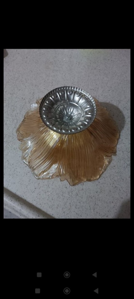 Bej Çiçek Desenli Cam Tabak - Görsel 5