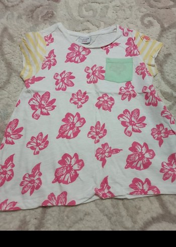 Kız Çocuk Pembe Çiçekli Tişört - Görsel 5