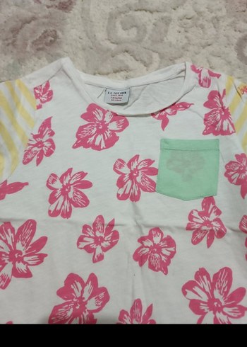 Kız Çocuk Pembe Çiçekli Tişört - Görsel 6