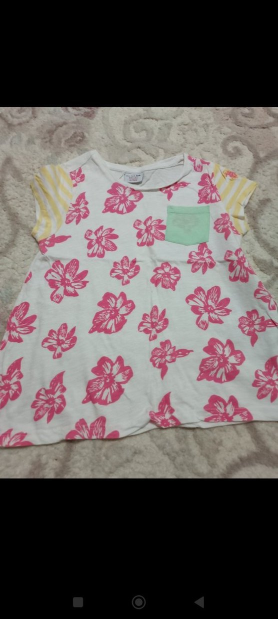 Kız Çocuk Pembe Çiçekli Tişört - Görsel 5