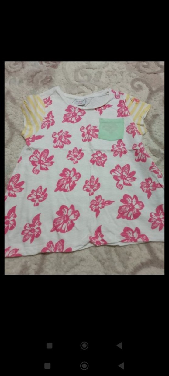 Kız Çocuk Pembe Çiçekli Tişört - Görsel 2