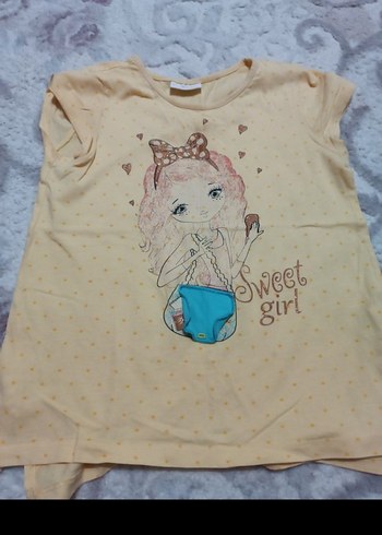 Kız Çocuk Bej Renkli Fırfırlı Tişört - Görsel 5