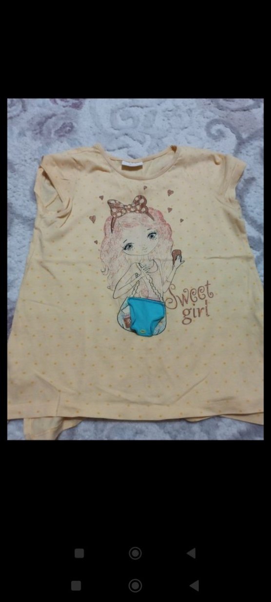 Kız Çocuk Bej Renkli Fırfırlı Tişört - Görsel 2