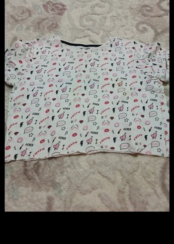 Kız Çocuk Pembe Desenli Kısa Kollu Tişört - Görsel 3