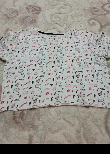 Kız Çocuk Pembe Desenli Kısa Kollu Tişört - Görsel 7