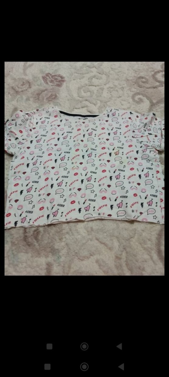 Kız Çocuk Pembe Desenli Kısa Kollu Tişört - Görsel 2