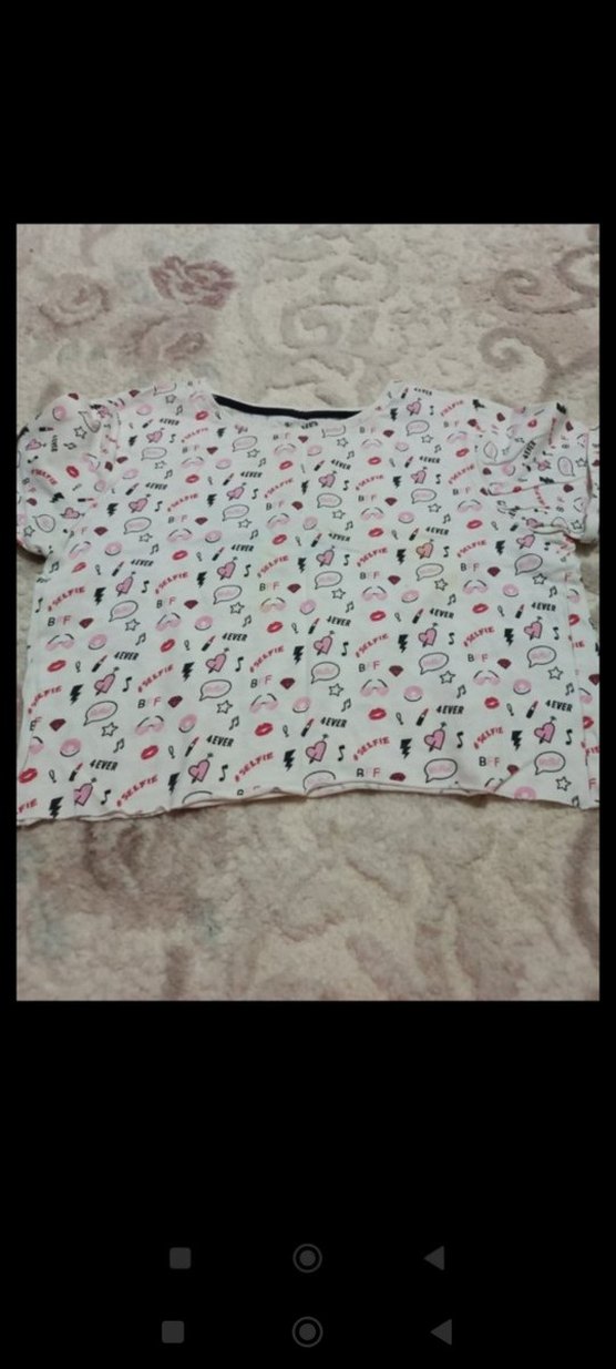 Kız Çocuk Pembe Desenli Kısa Kollu Tişört - Görsel 3