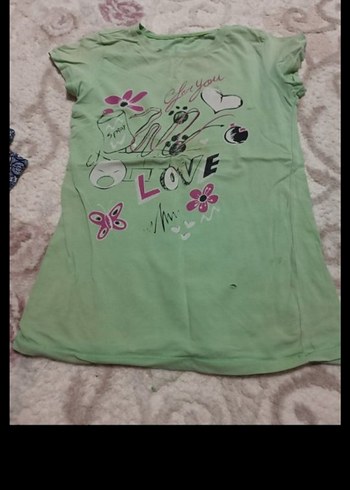 Kız Çocuk Yeşil Baskılı Tişört - Görsel 3