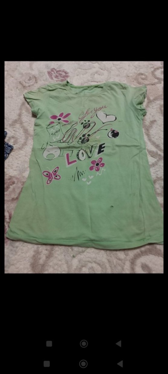Kız Çocuk Yeşil Baskılı Tişört - Görsel 3